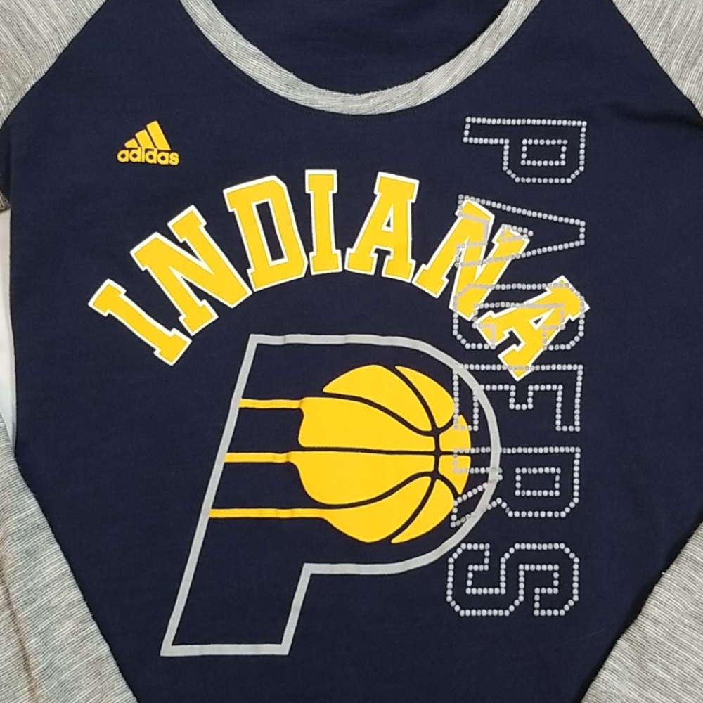 Adidas Indiana Pacers Raglan Tee | Navy & Grey - Picture 6 of 9